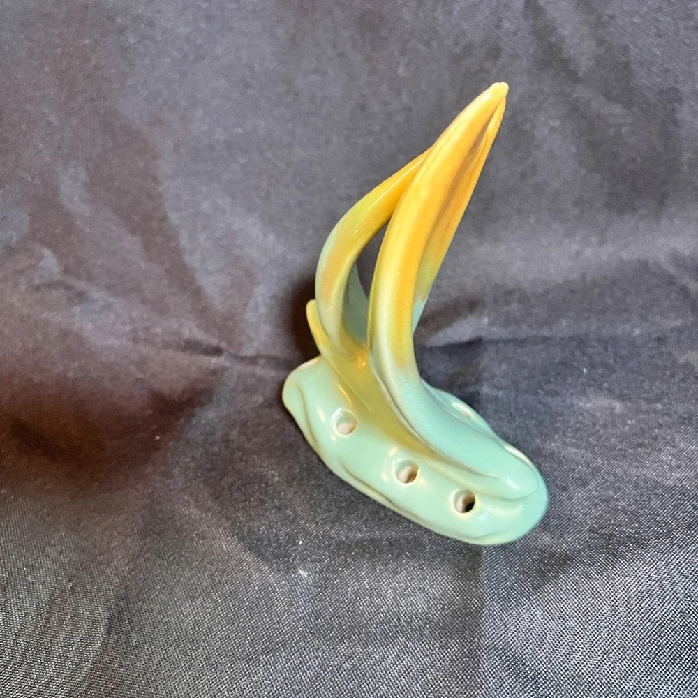 Haldeman Caliente #72 Sailboat Flower Frog California  Turquoise Sunset Glaze‎